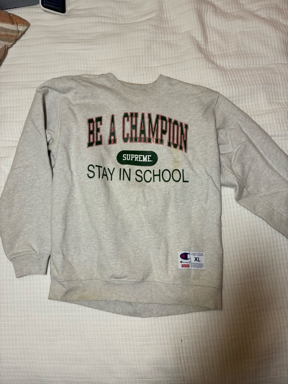 Supreme x Champion Grey Crewneck Sweatshirt